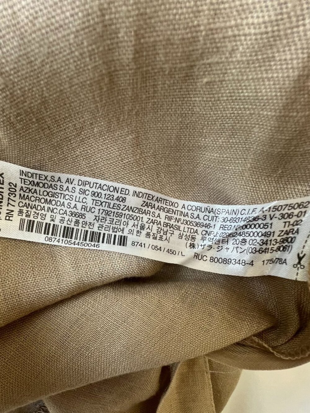 100% Linen Zara Wrap Midi Skirt Womens Size Large Tan Beige Vacation Summer - Picture 14 of 15